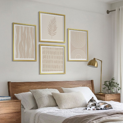 Composizione di 4 quadri motivi vegetali beige