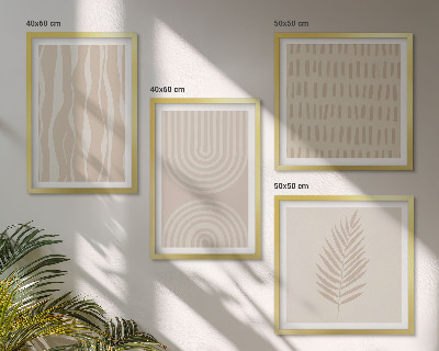 Composizione di 4 quadri motivi vegetali beige