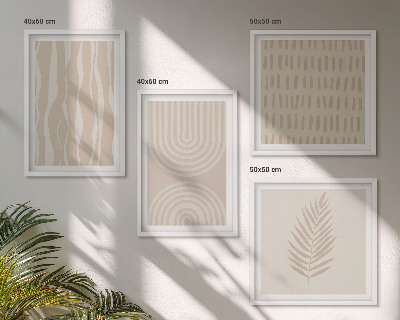 Composizione di 4 quadri motivi vegetali beige