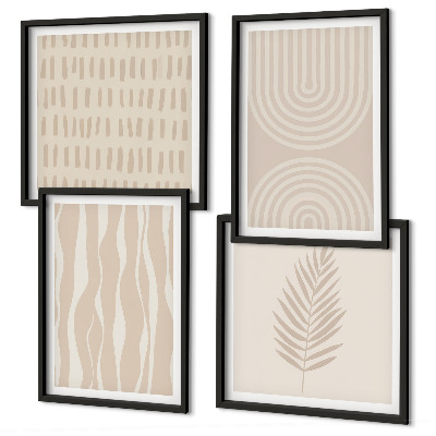 Composizione di 4 quadri motivi vegetali beige