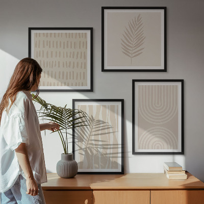 Composizione di 4 quadri motivi vegetali beige