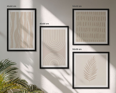 Composizione di 4 quadri motivi vegetali beige