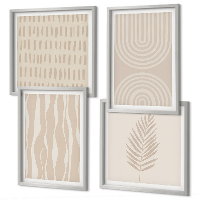 Composizione di 4 quadri motivi vegetali beige