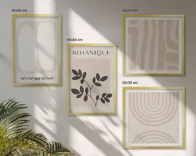 Poster con piante delicate in stile boho con cornice polittico