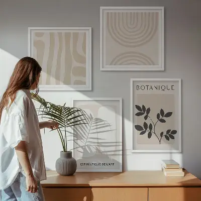 Poster con piante delicate in stile boho con cornice polittico