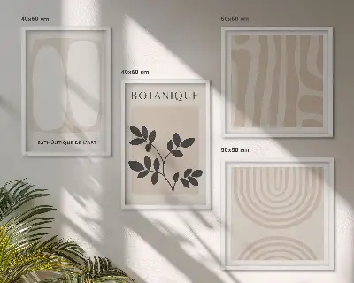 Poster con piante delicate in stile boho con cornice polittico