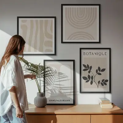Poster con piante delicate in stile boho con cornice polittico