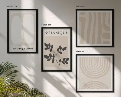 Poster con piante delicate in stile boho con cornice polittico