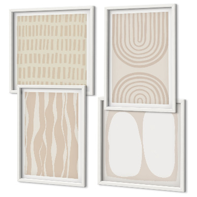 Composizione di 4 quadri Forme astratte di motivi boho