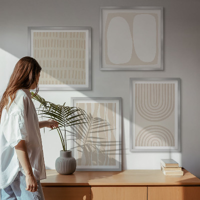Composizione di 4 quadri Forme astratte di motivi boho