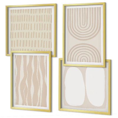 Composizione di 4 quadri Forme astratte di motivi boho