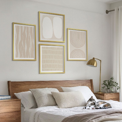 Composizione di 4 quadri Forme astratte di motivi boho