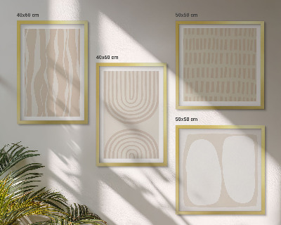 Composizione di 4 quadri Forme astratte di motivi boho