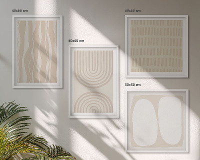 Composizione di 4 quadri Forme astratte di motivi boho
