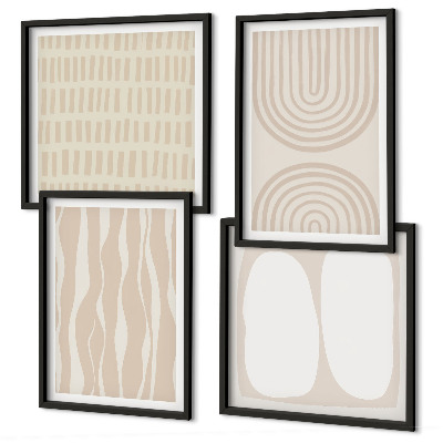 Composizione di 4 quadri Forme astratte di motivi boho