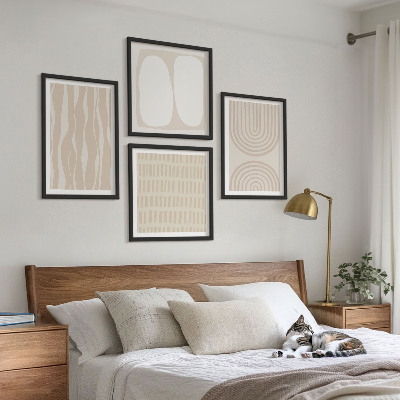 Composizione di 4 quadri Forme astratte di motivi boho