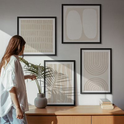 Composizione di 4 quadri Forme astratte di motivi boho