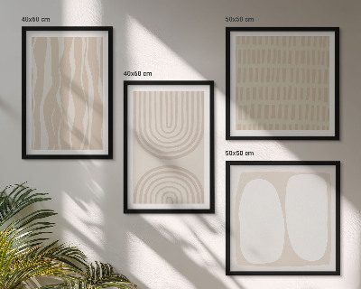 Composizione di 4 quadri Forme astratte di motivi boho