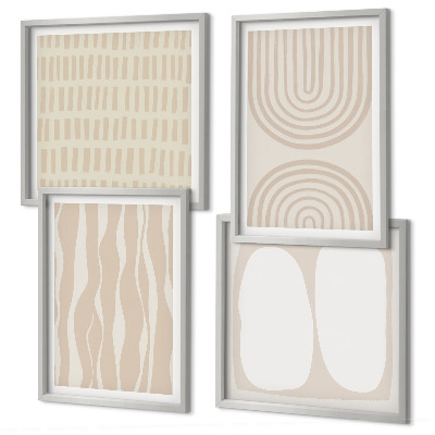 Composizione di 4 quadri Forme astratte di motivi boho
