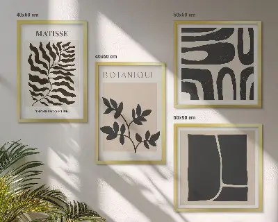 Poster con piante in stile minimalista con cornice polittico