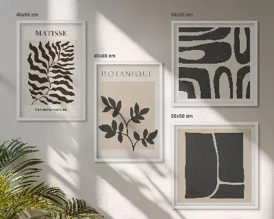 Poster con piante in stile minimalista con cornice polittico