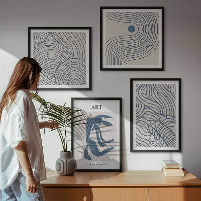 Galleria a parete Linee blu astratte