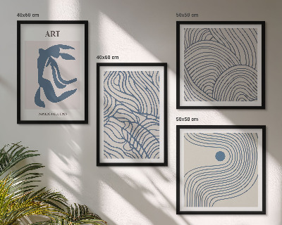 Galleria a parete Linee blu astratte