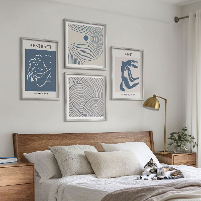 Composizione di 4 quadri Poster astratto con linee e onde