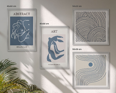 Composizione di 4 quadri Poster astratto con linee e onde