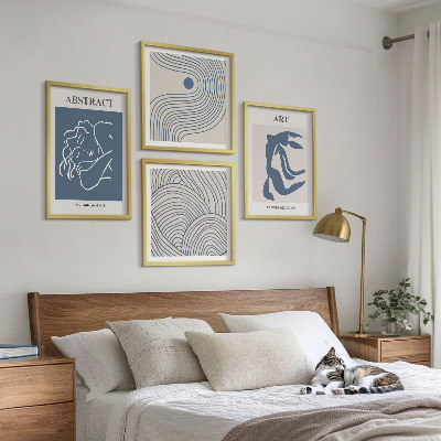 Composizione di 4 quadri Poster astratto con linee e onde