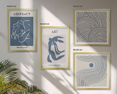 Composizione di 4 quadri Poster astratto con linee e onde