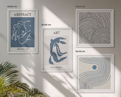 Composizione di 4 quadri Poster astratto con linee e onde