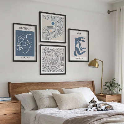 Composizione di 4 quadri Poster astratto con linee e onde