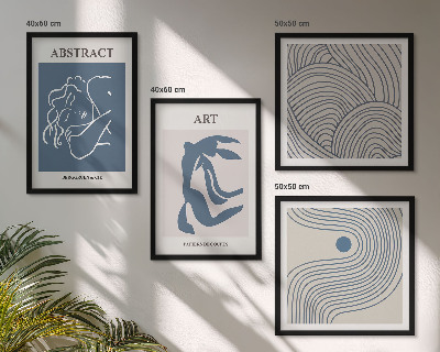Composizione di 4 quadri Poster astratto con linee e onde