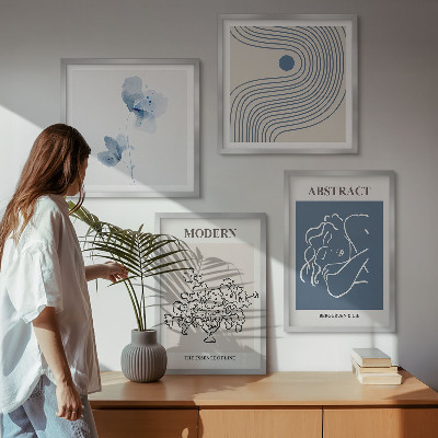 Polittico con cornice Poster astratti con linee di fiori