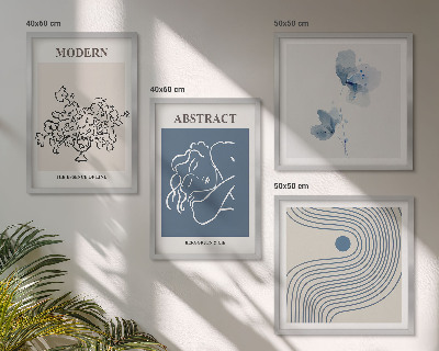 Polittico con cornice Poster astratti con linee di fiori