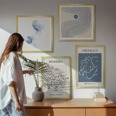 Polittico con cornice Poster astratti con linee di fiori