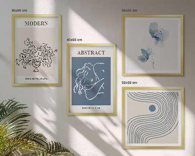 Polittico con cornice Poster astratti con linee di fiori