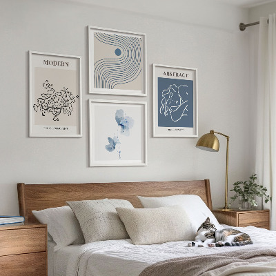 Polittico con cornice Poster astratti con linee di fiori