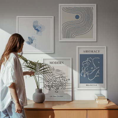 Polittico con cornice Poster astratti con linee di fiori