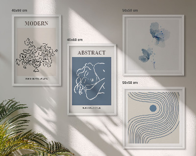 Polittico con cornice Poster astratti con linee di fiori