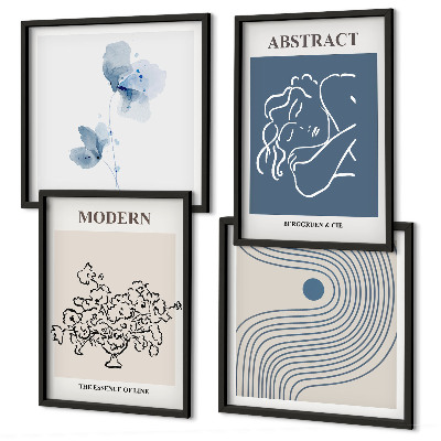 Polittico con cornice Poster astratti con linee di fiori