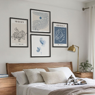 Polittico con cornice Poster astratti con linee di fiori