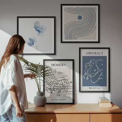 Polittico con cornice Poster astratti con linee di fiori
