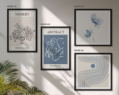 Polittico con cornice Poster astratti con linee di fiori