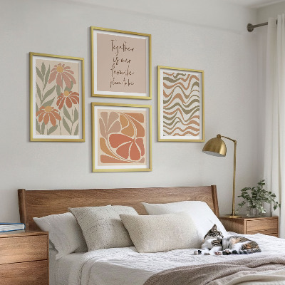 Composizione di 4 quadri Fiori astratti dai colori pastello