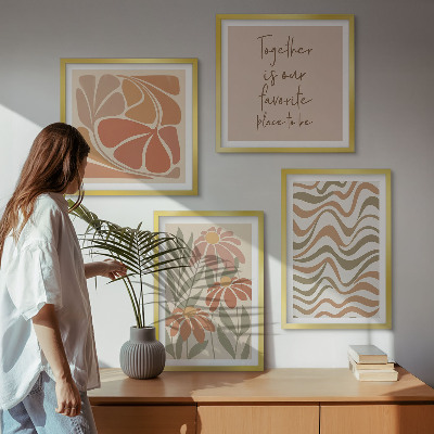 Composizione di 4 quadri Fiori astratti dai colori pastello