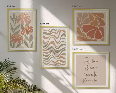 Fiori astratti dai colori pastello composizione di 4 quadri