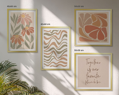 Composizione di 4 quadri Fiori astratti dai colori pastello