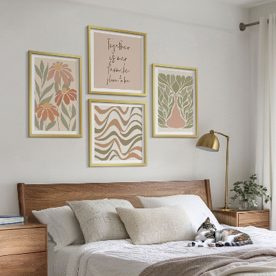 Polittico con cornice Fiori astratti dai colori pastello